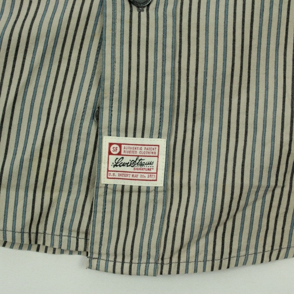 VINTAGE Levi's Button Up Shirt M 38/40 Striped - Picture 3 of 8
